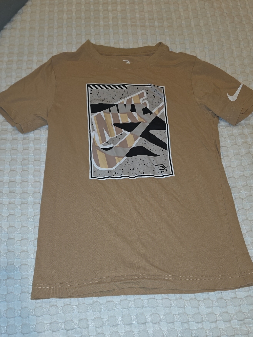 Nike Tan Graphic Short Sleeve Tee with Chest Artwork